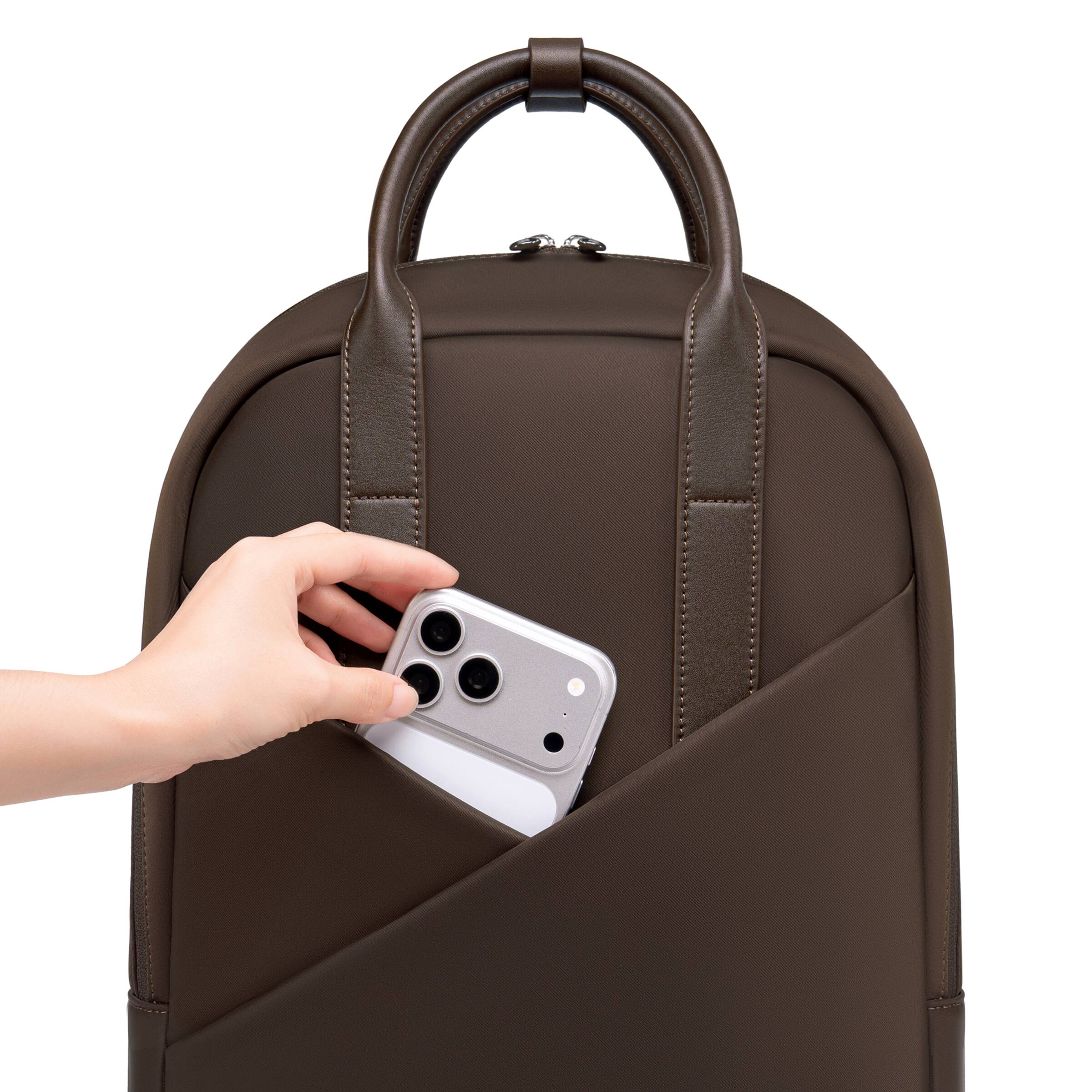 Back. Lux & Nyx - Lux & Nyx - Origami Slim 16" Laptop Backpack - Convertible Shoulder Bag - Espresso.