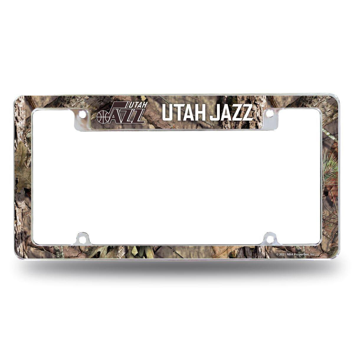 Rico Industries - Utah Basketball Jazz Chrome Metal License Plate Frame Camouflaged Camo Design - Multi