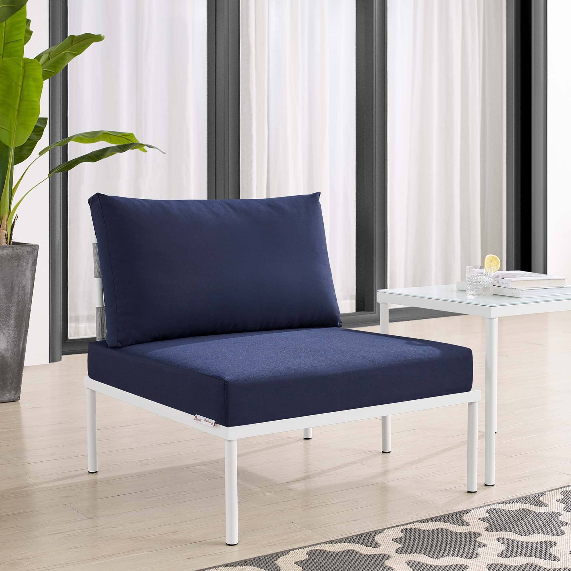 Front. Modway - Harmony Sunbrella® Outdoor Patio Aluminum Armless Chair by Modway - Gray Navy.