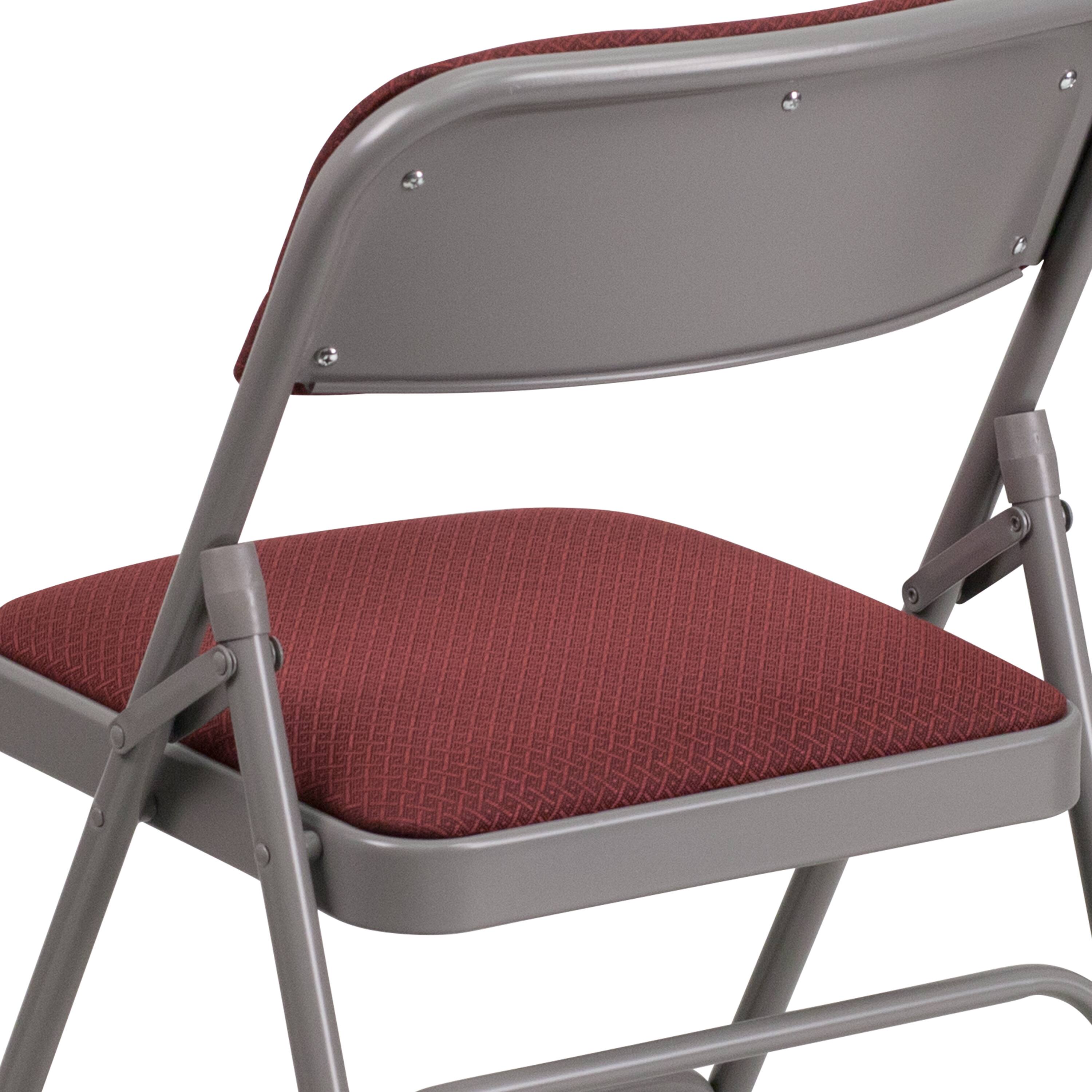 Alt View 9. Emma + Oliver - 2 Pack Home & Office Party Events Fabric Padded Metal Folding Chair - Burgundy Fabric/Grey Frame.