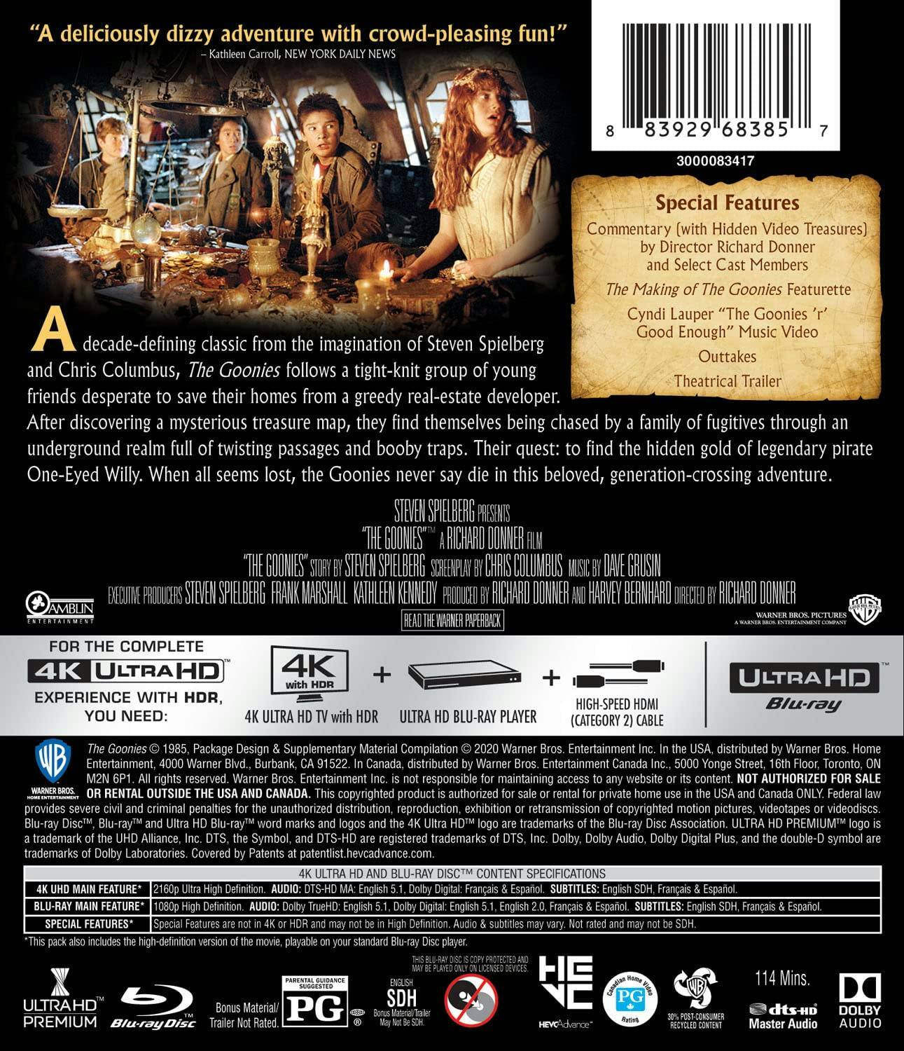 Back. The Goonies (4K Ultra HD + Blu-ray) [UHD].