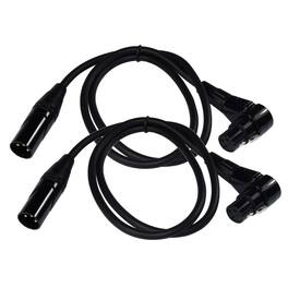 HQRP - 2-Pack 3 ft XLR Mic Cable - 3-Pin Male to Right-Angle Female Balanced Audio Cord for Mixer Interface - Black