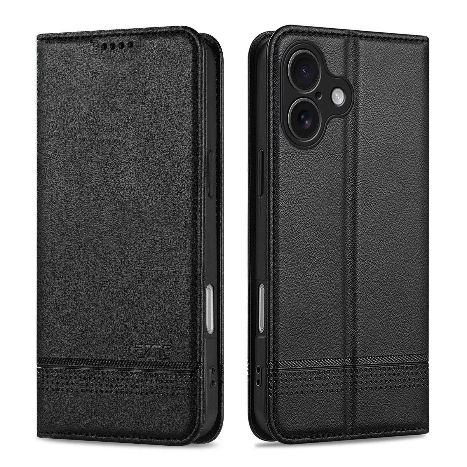 Angle. UUCOVER - Wallet Case for Apple iPhone 17,PU Leather Wallet Folio Case with Card Slots Shockproof Kickstand Cover - Black.