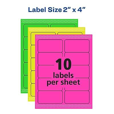Label Size 2" x 4"  
10 labels per sheet