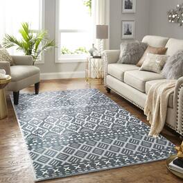 Vicyak - 5' x 7' Boho Moroccan Area Rug Non Slip - Gray