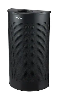 Alpine Industries - 12 Gallon Stainless Steel Half Round Perforated Trash Can - Black
