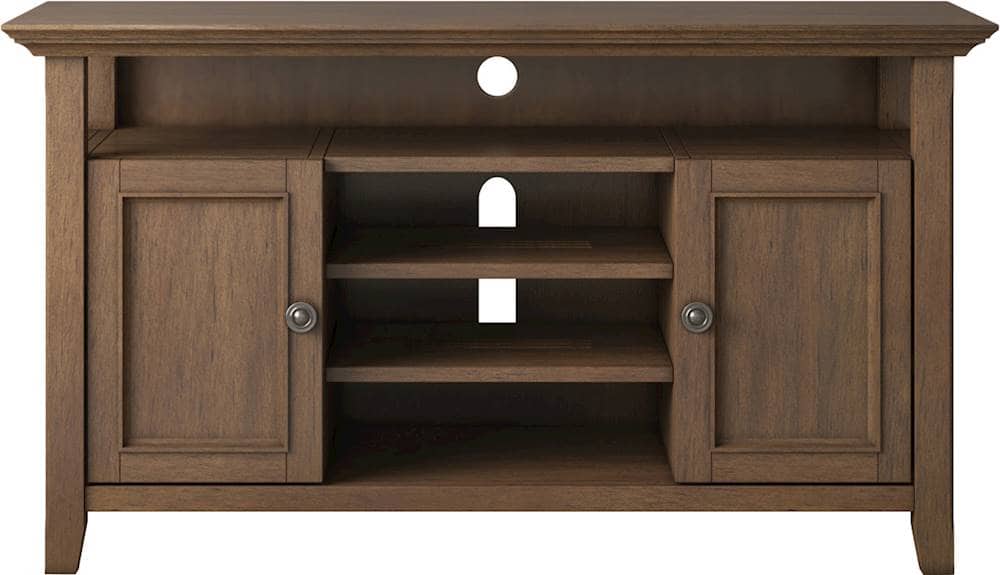 Angle. Simpli Home - Amherst Wide Transitional TV Media Stand for Most TVs up to 60" - Rustic Natural Aged Brown.