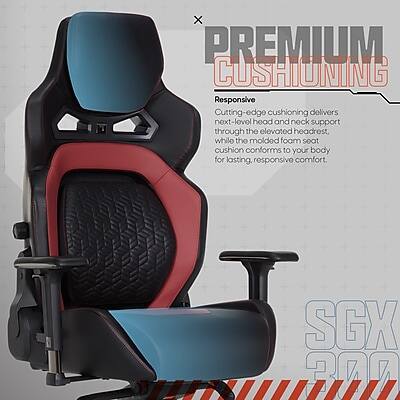 X PREMIUM CUSHIONING  
Responsive  
Cutting-edge cushioning delivers next-level head and neck support through the elevated headrest, while the molded foam seat conforms to your body for lasting, responsive comfort.  
SGX 300