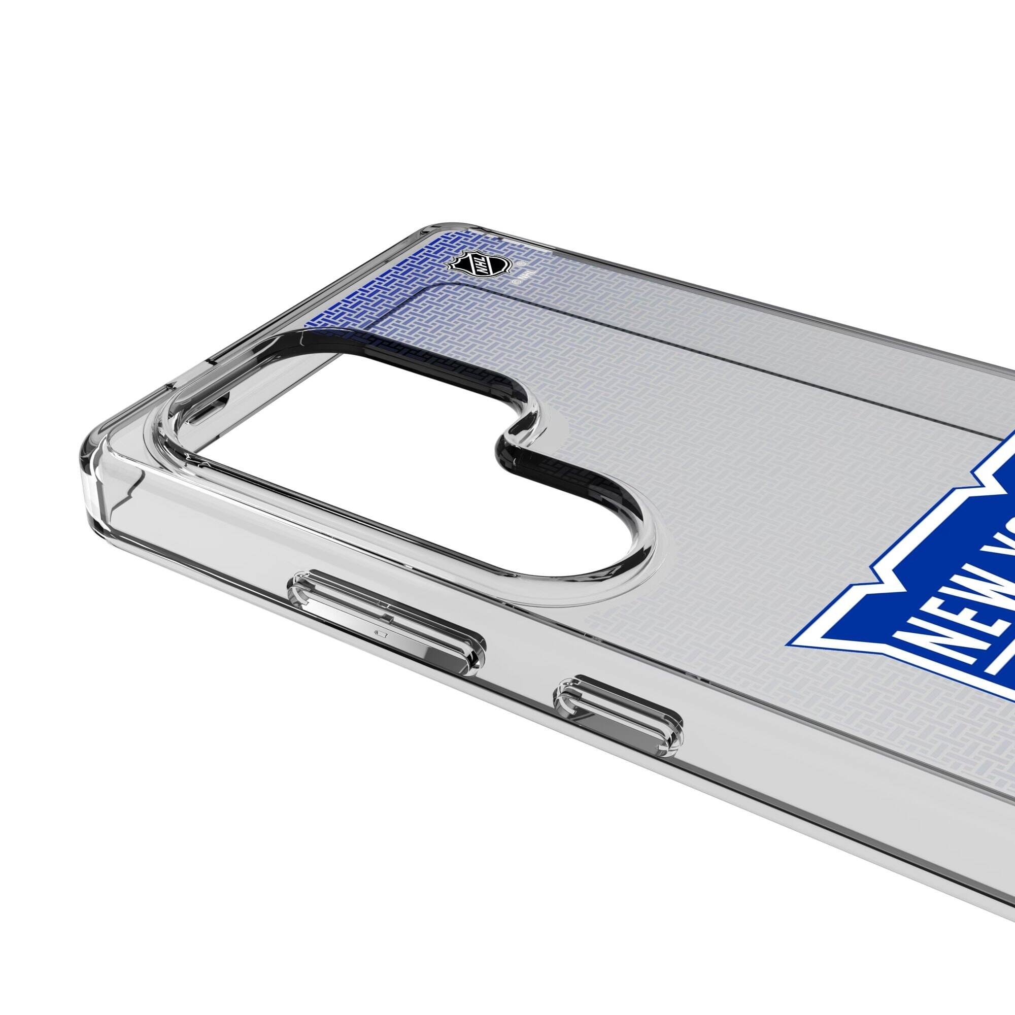 Alt View 2. Keyscaper - New York Rangers Linen Logo Galaxy Clear Case - S23 - Multicolor.