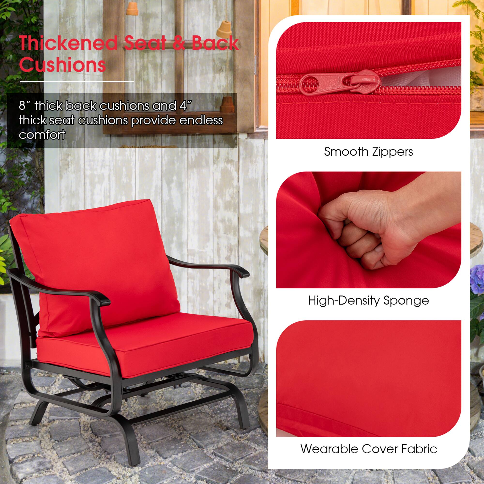 Thickened Seat & Back Cushions

8" thick back cushions and 4" thick seat cushions provide endless comfort

Smooth Zippers

High-Density Sponge

Wearable Cover Fabric