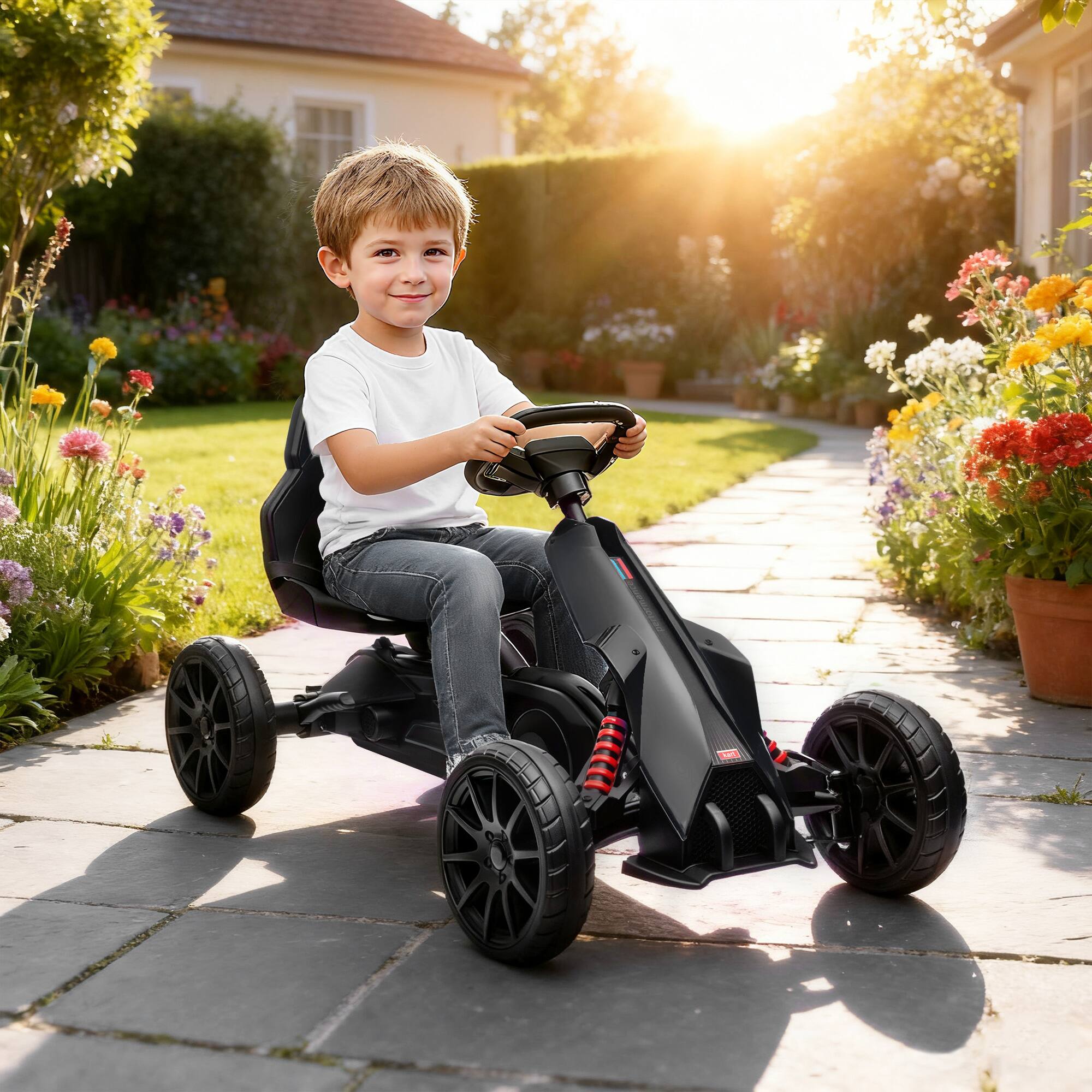 Alt View 1. Aosom - Kids Pedal Go Kart W/ Adjustable Seat - Black.