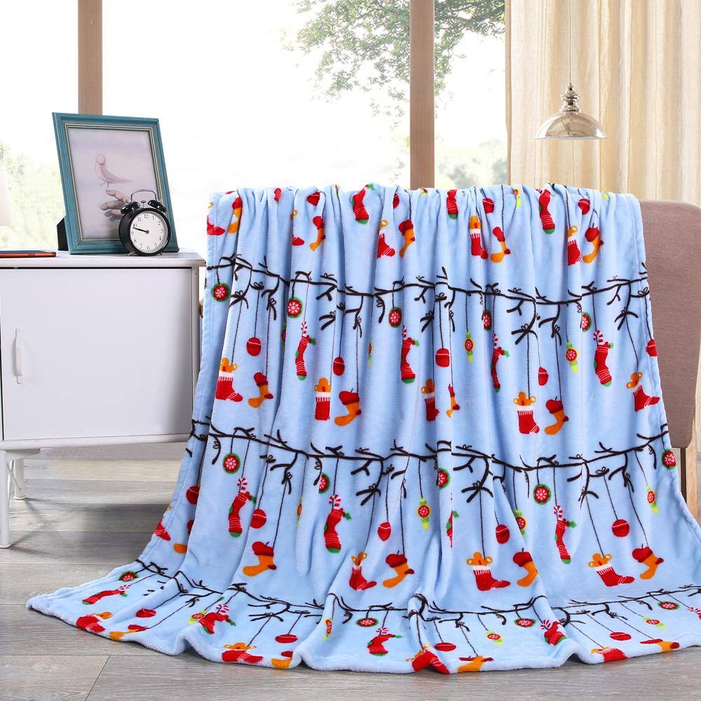 Alt View 1. Noble House - Plazatex Ornaments plush Decorative Christmas Machine Washable Throw 50" X 60" Lt. Blue - Lt. Blue.