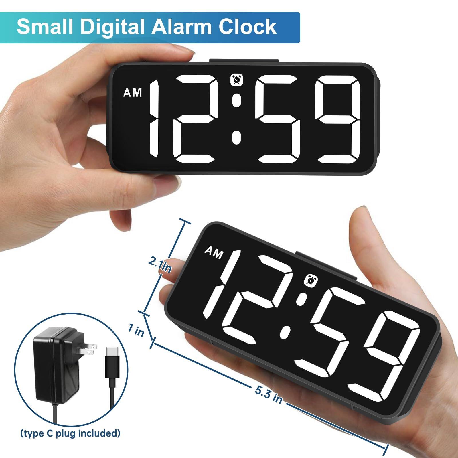Small Digital Alarm Clock

AM 12:59

2.1 in x 1 in

5.3 in

(type C plug included)