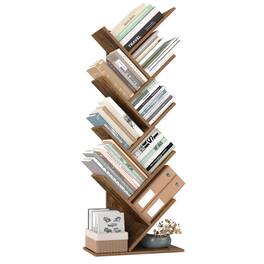 Songmics Home - Tree Bookshelf, 9-Tier Bookcase, Large Bookshelf, Space-Saving Corner Shelf, Book Tree, Holds Books, CDs, Games - Rustic Brown