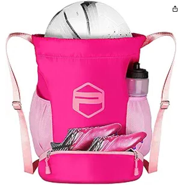 Vulpecula Spade - Soccer Bag, Basketball Bag with Ball Holder & Shoe Compartment - Hot Pink