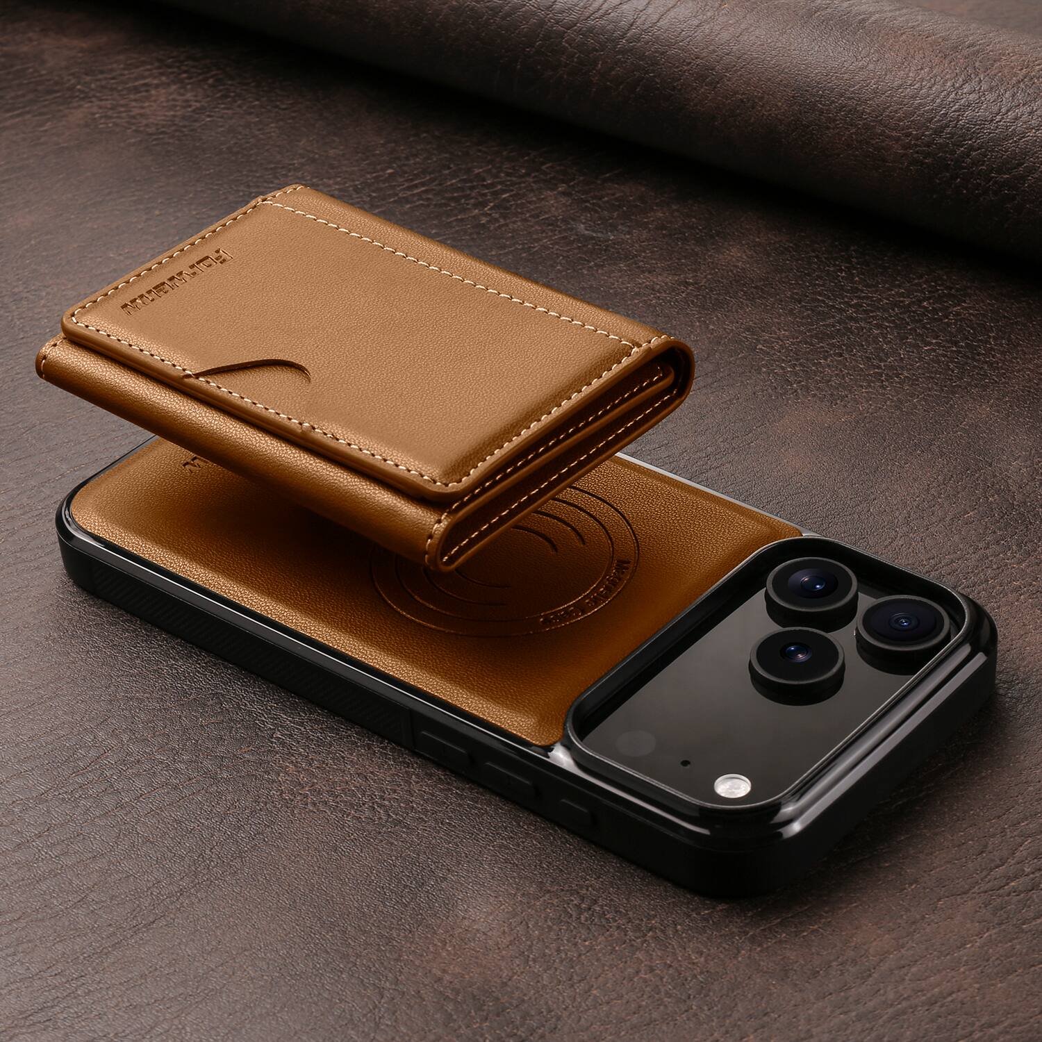 Alt View 1. Dteck - 2-in-1 Magnetic Detachable Wallet Case for Apple iPhone 17 Pro Max, PU Leather Shockproof Cover with Kickstand - Brown.
