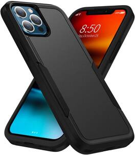 Entronix - iPhone 12 Pro Max Case - Soft-Touch Dual-Layer Protective Cover - Black