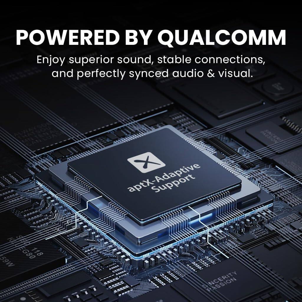 POWERED BY QUALCOMM  
Enjoy superior sound, stable connections, and perfectly synced audio & visual.  
aptX Adaptive Support