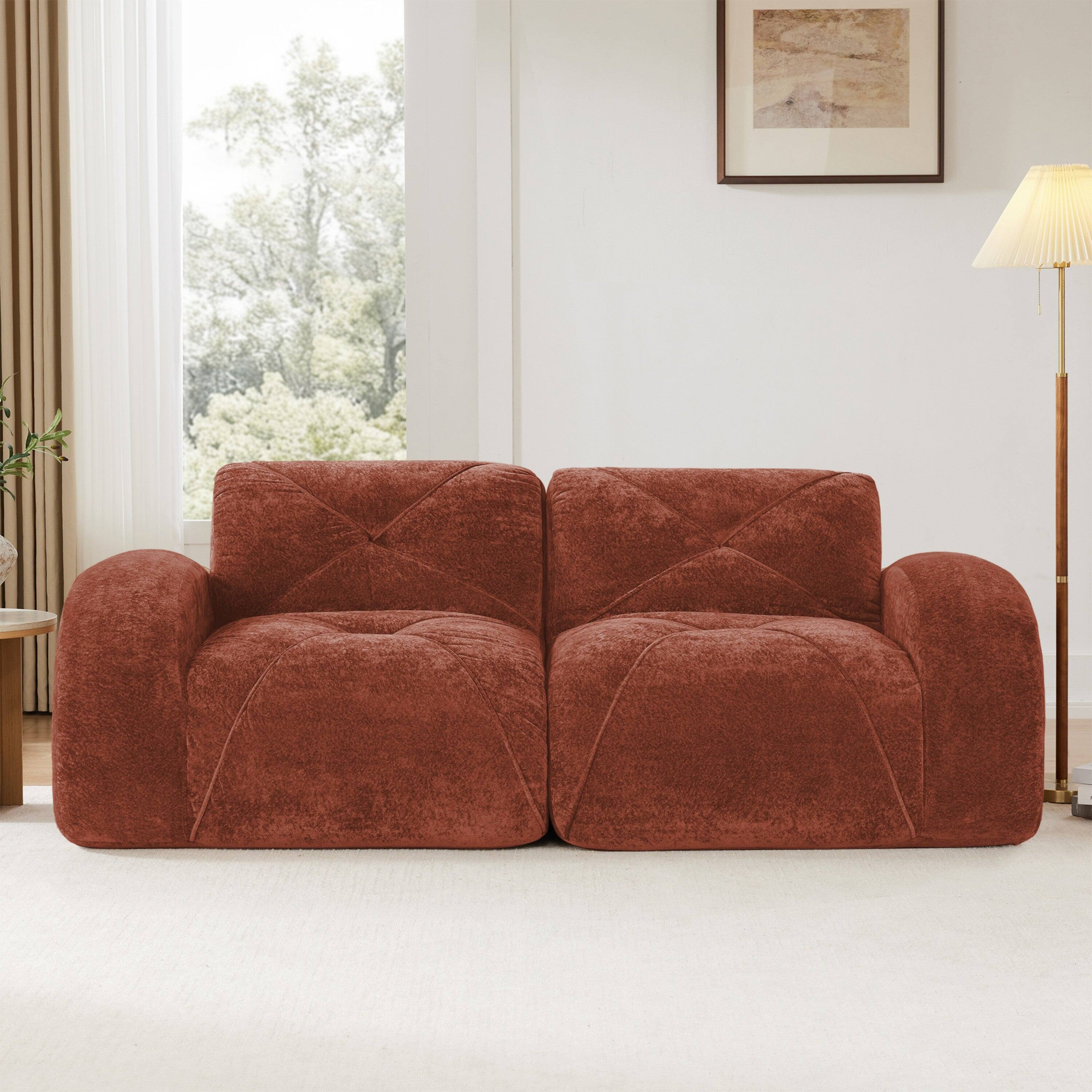 Alt View 1. Boyel Living - 2 Seater Tufted Boneless Sofa Soft Velvet No Assembly Ergonomic Design Red - Red.