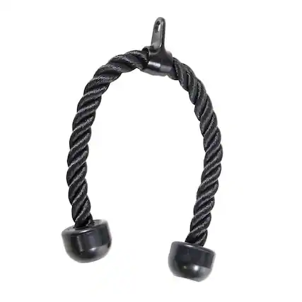 Front. Power Systems - 28" Double Tricep Rope Attachment with Stoppers for Cable Machine Systems - Black.