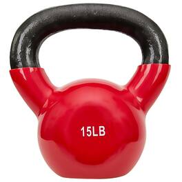 Sunny Health & Fitness - Vinyl Coated Kettlebell 15lbs - Red