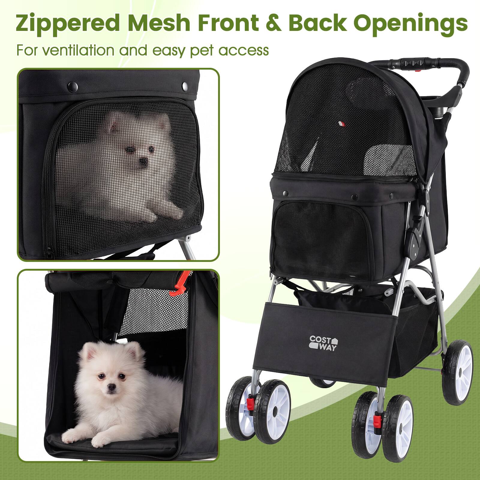 Zippered Mesh Front & Back Openings  
For ventilation and easy pet access