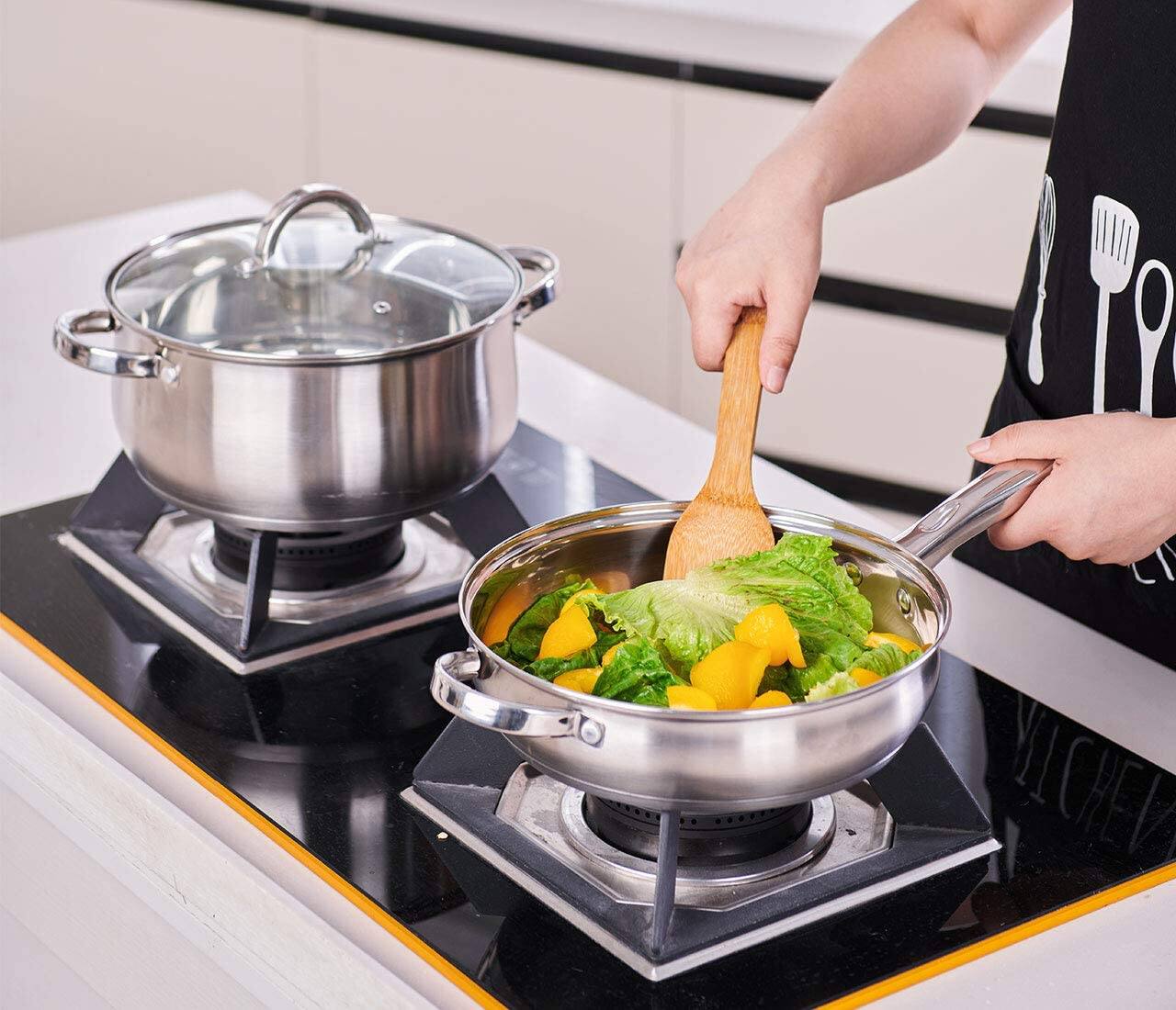 Alt View 1. Heim Concept - Heim Concept 12-Piece Stainless Steel Cookware Sets with Glass Lid - Silver.