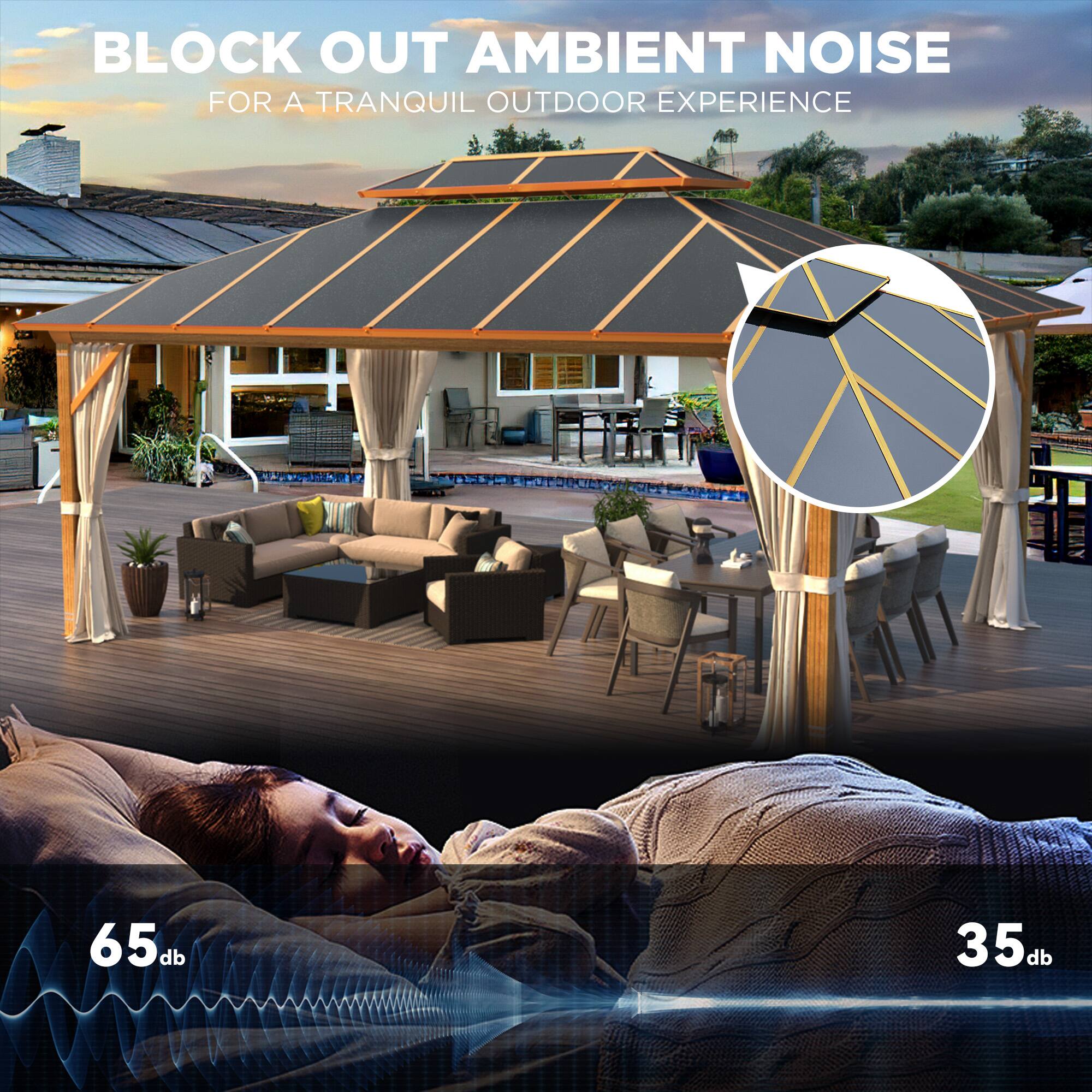 U HOMY Waterproof Aluminum Hardtop Gazebo with Netting & Curtains