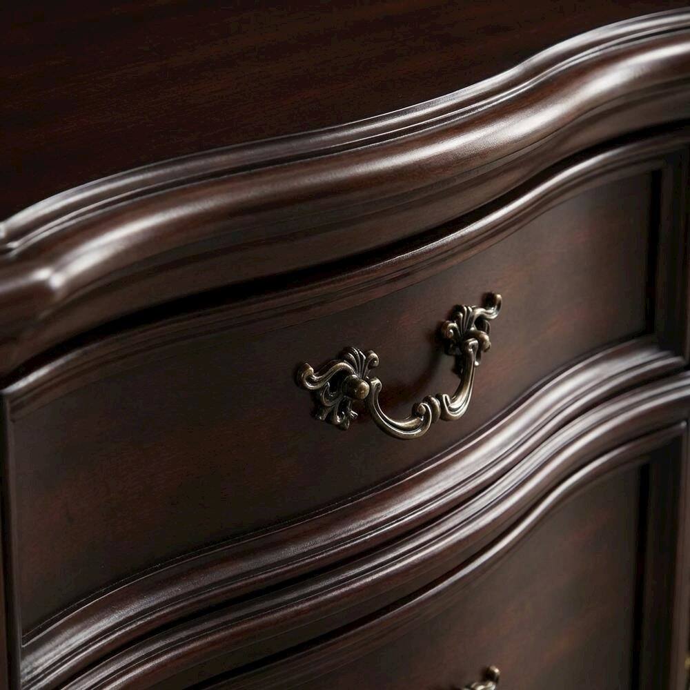 Back. FurniFact - Wooden Nightstand in Madeira Finish with Sleek Design and Spacious Storage - Brown.