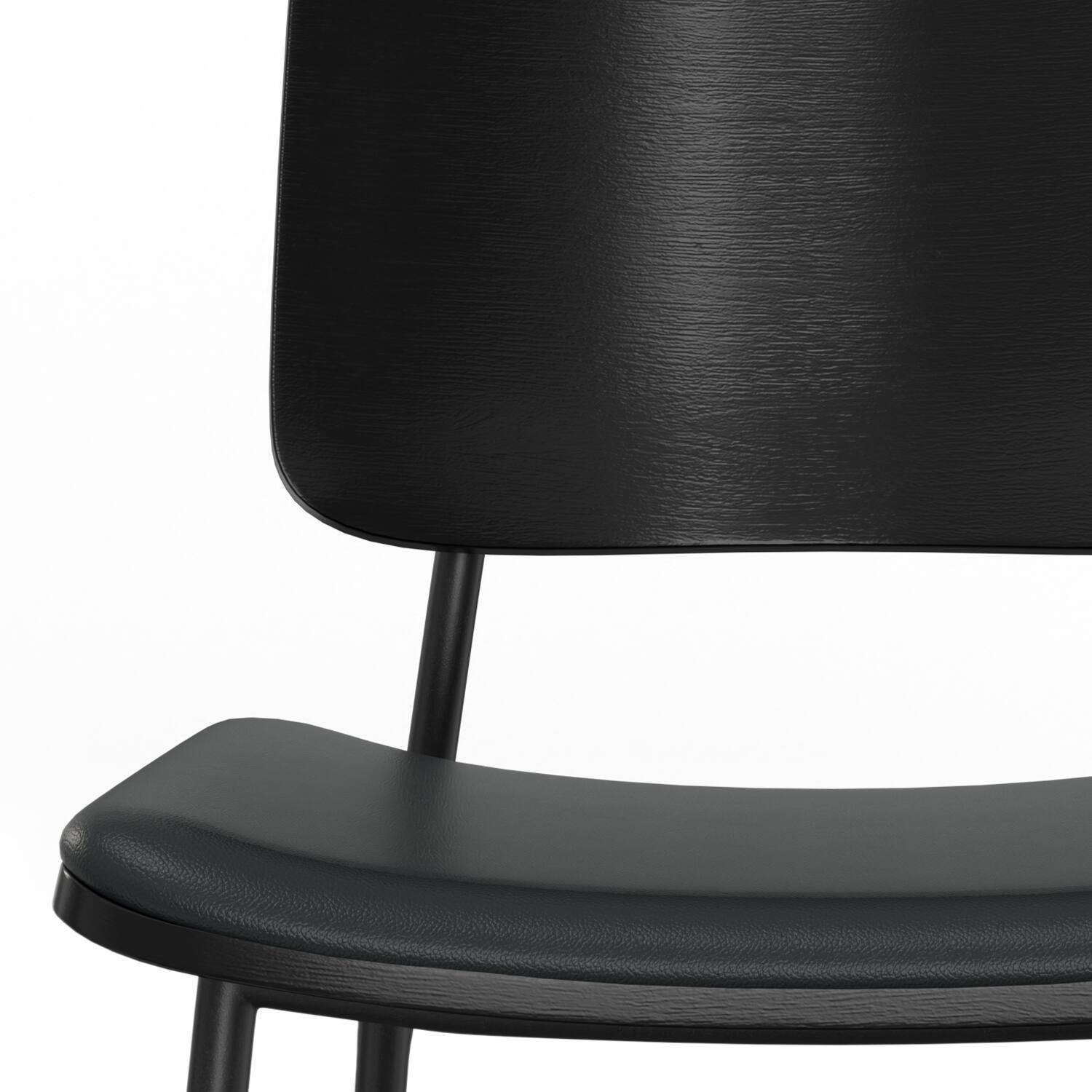 Alt View 5. Simpli Home - Hayley Dining Chair (Set of 2) in Black Vegan Faux Leather - Black.