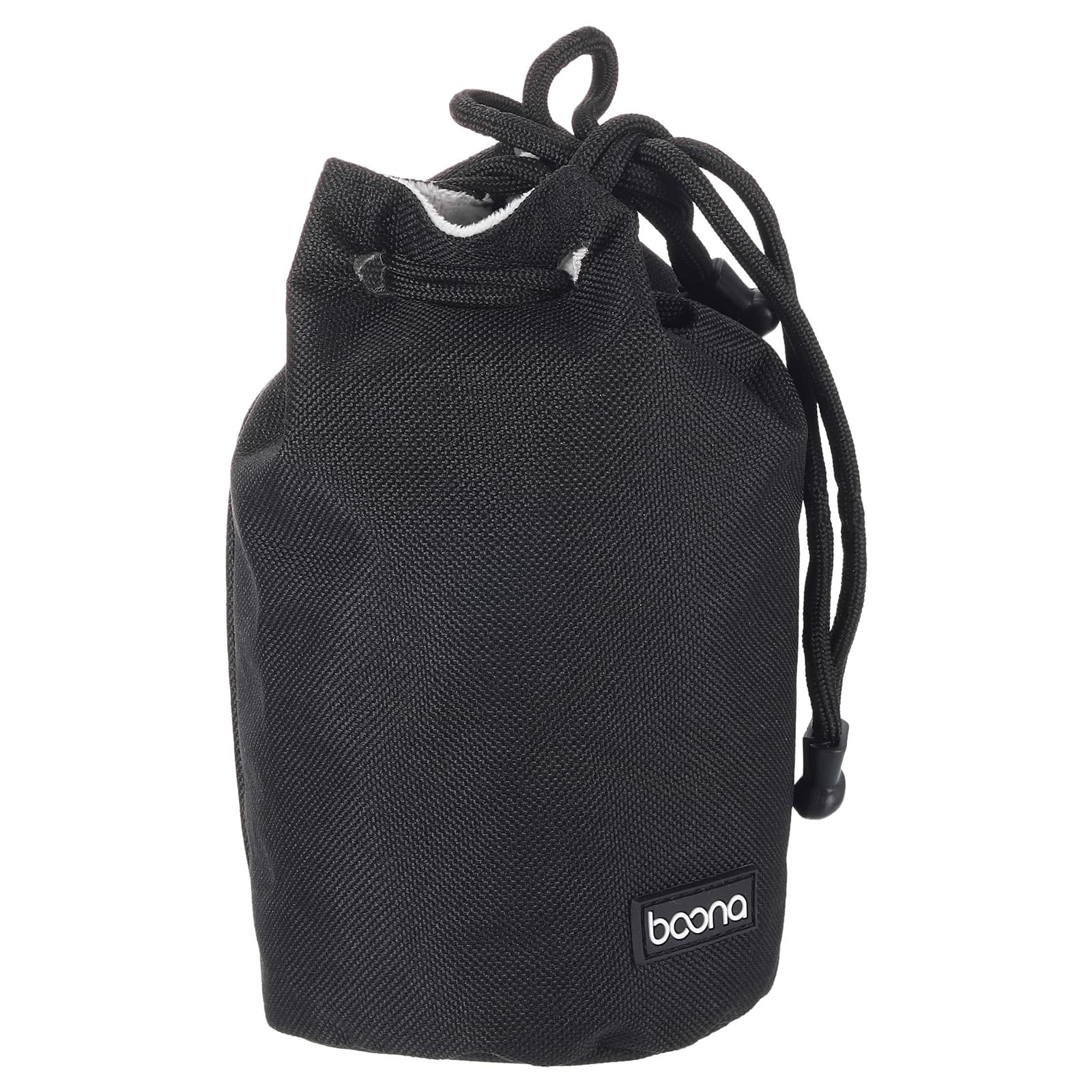 Unique Bargains - Soft Drawstring Lens Case, with Cotton Pad 3.9" OD Thick Fleece Cloth for SLR Lens, Water Cups - Black