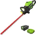 Greenworks - 80-Volt 26-Inch Cordless Brushless Hedge Trimmer with (1) 2.0Ah Battery and Charger) - Green