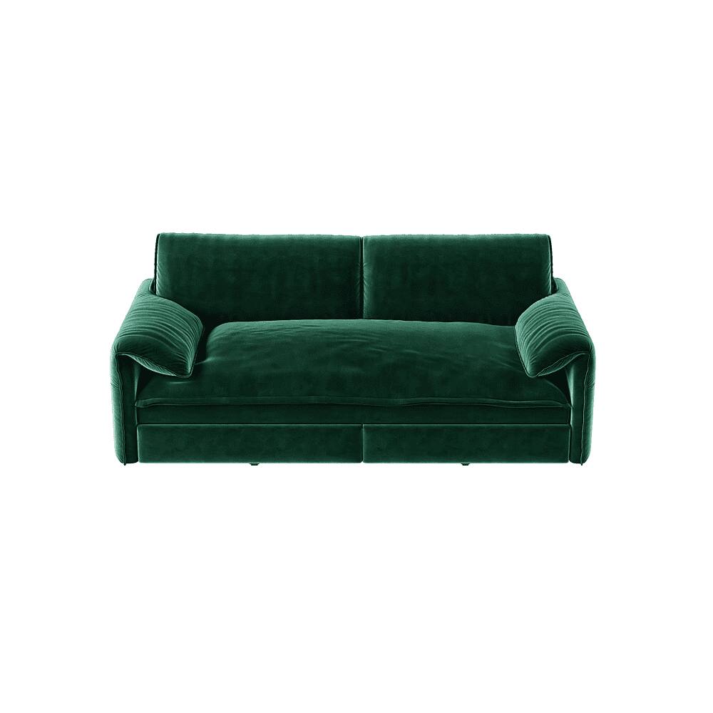Alt View 10. Kadyn - 66" Queen Pull Out Sofa Bed, 3-in-1 Convertible Sleeper with Side Storage, Velvet Loveseat - Green.