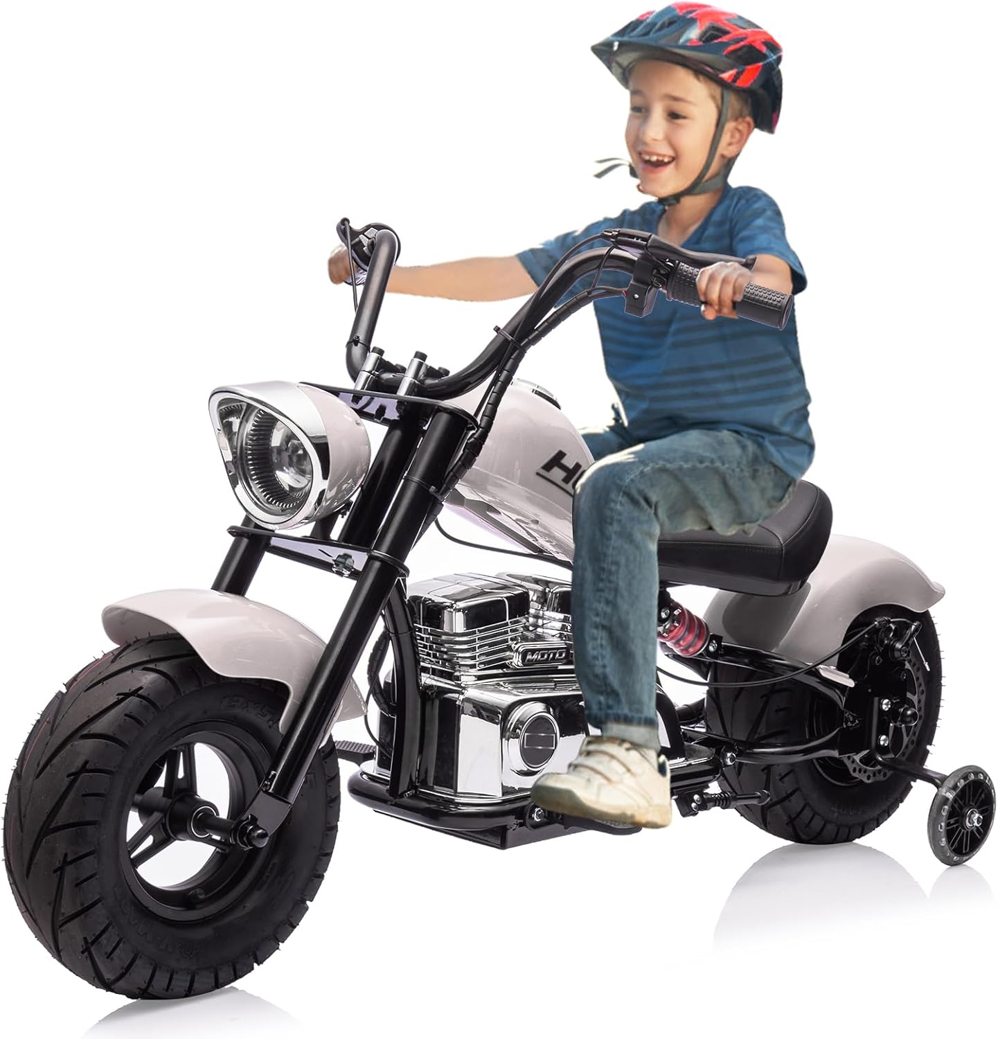 Back. Electrodes Masters - 36V Electric Dirt Bike for Kids & Teens, 350w Fast Electric Motorcycle Up to 16.5MPH, Kids Ride on with Spring - White.