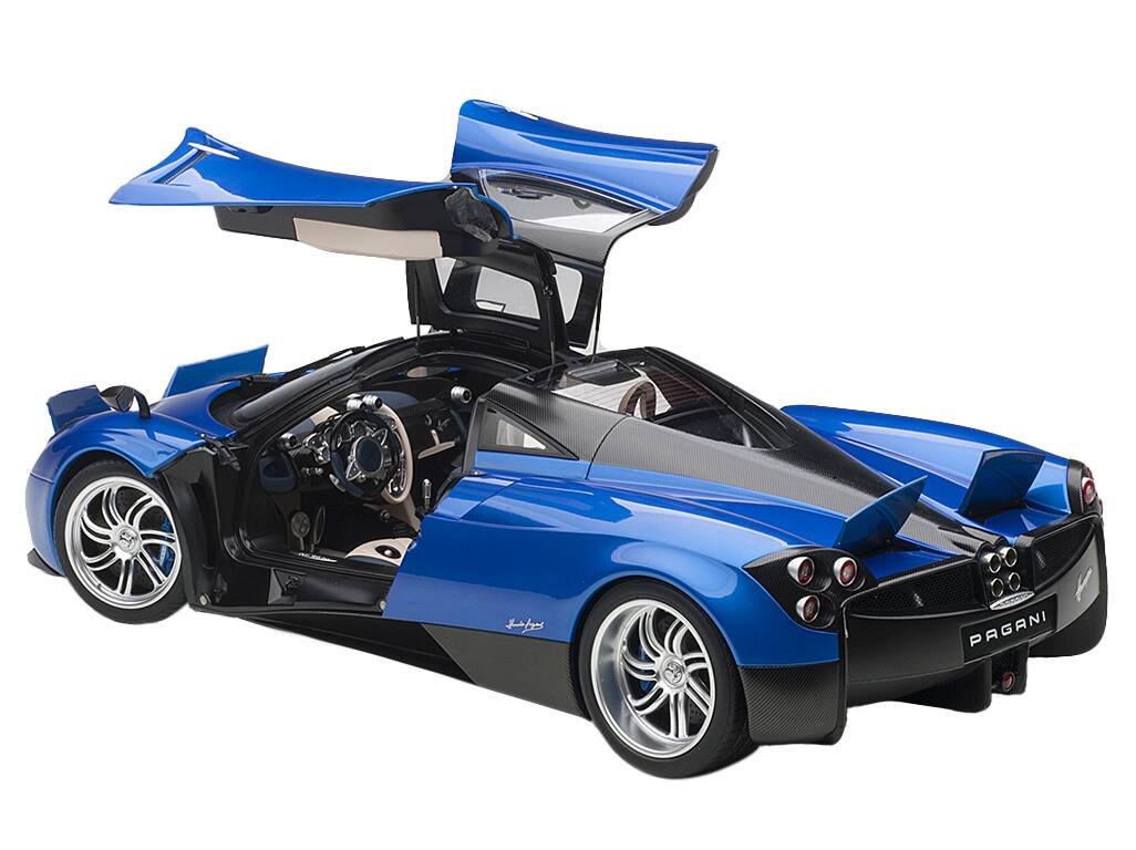 Alt View 1. Autoart - Pagani Huayra Metallic Blue with Black Top and Silver Wheels 1/12 Model Car by Autoart.