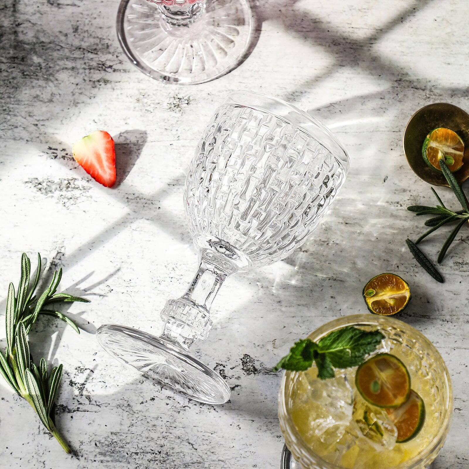 Back. BreeBe - Diamond Facets Beverage Goblet (8.5 oz. set of 6) - Clear.