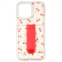 Walli Cases - Phone Case with Wallet and Finger Strap for iPhone 15 Pro Max - Cherry on Top