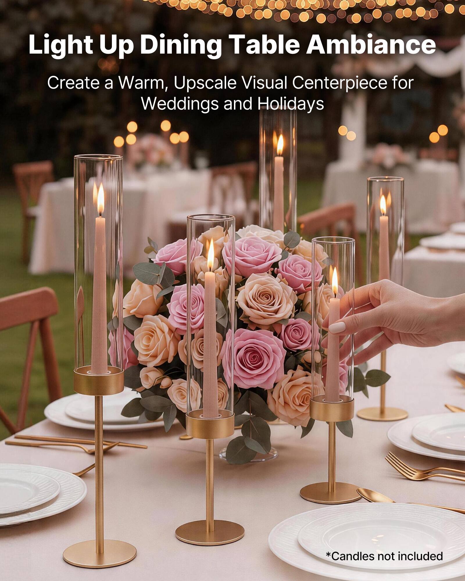 Light Up Dining Table Ambiance  
Create a Warm, Upscale Visual Centerpiece for Weddings and Holidays  
*Candles not included
