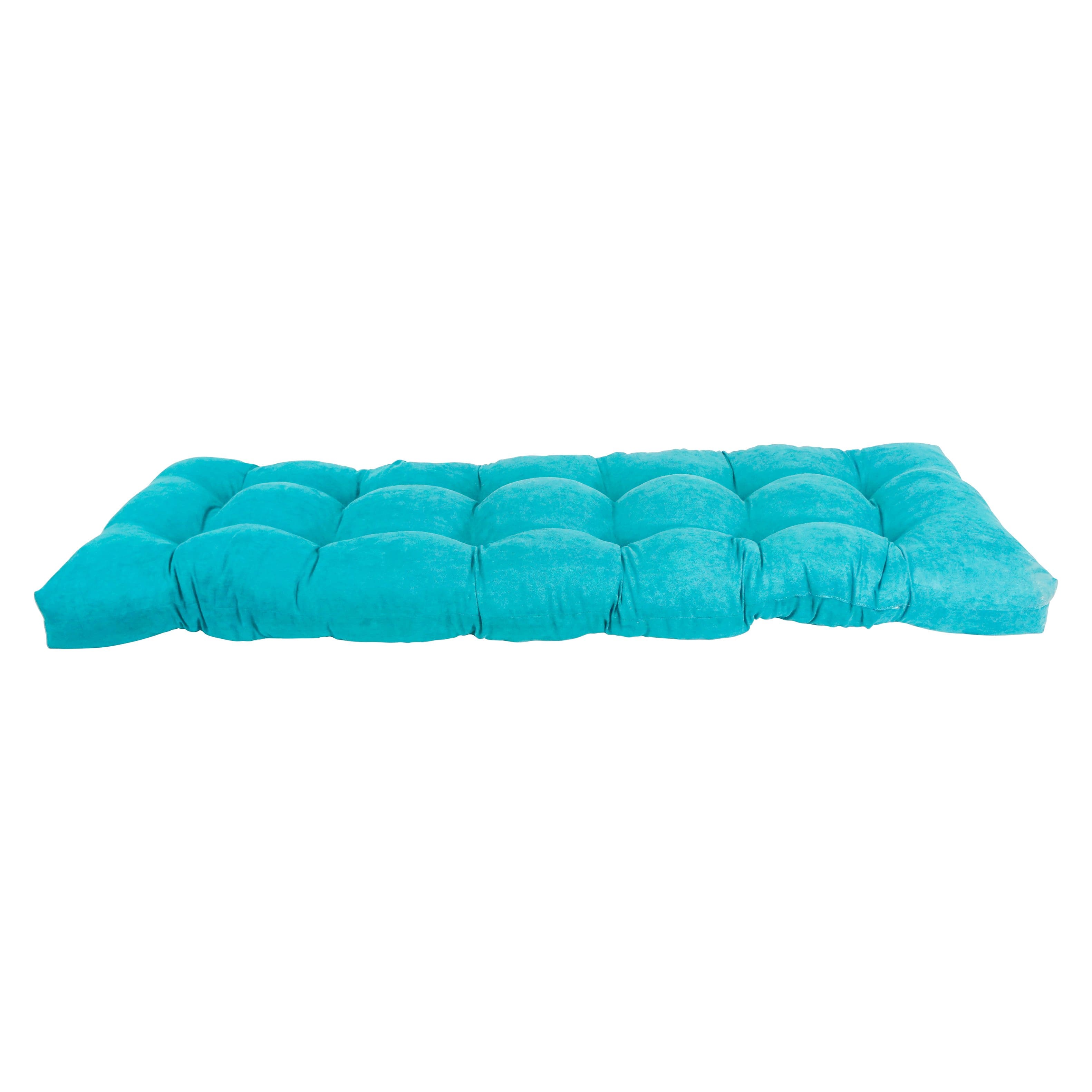 Blazing Needles - 60-inch by 19-inch Tufted Solid Microsuede Bench Cushion - Blue