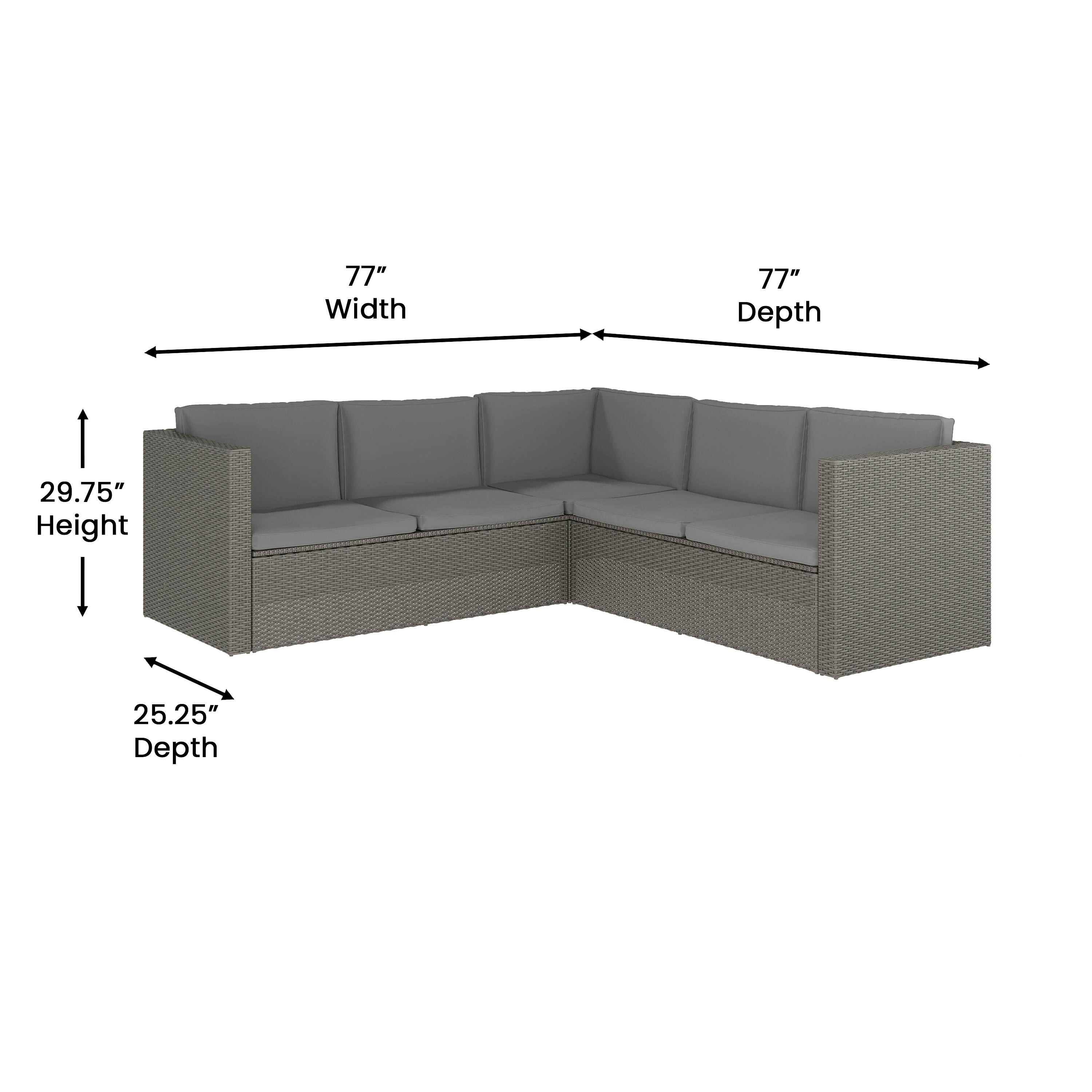 77" Width  
77" Depth  
29.75" Height  
25.25" Depth