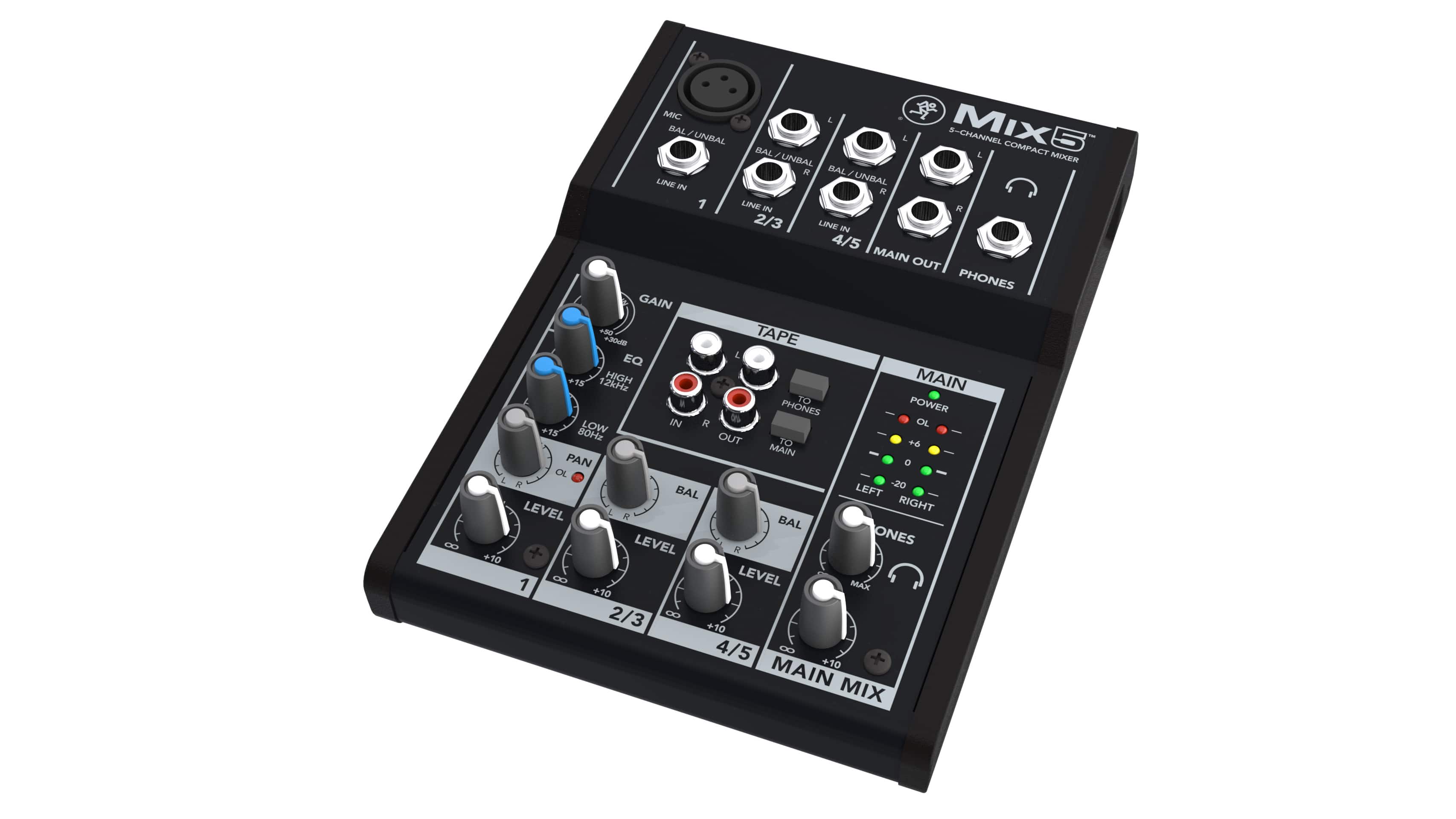 Angle. Mackie - Mix5 Compact Mixer - Black.