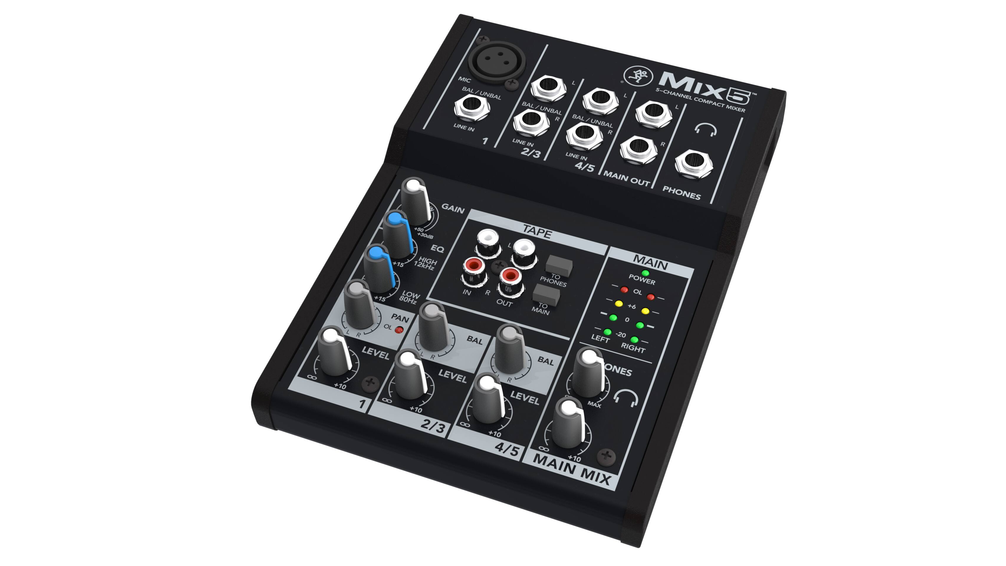 Angle. Mackie - Mix5 Compact Mixer - Black.