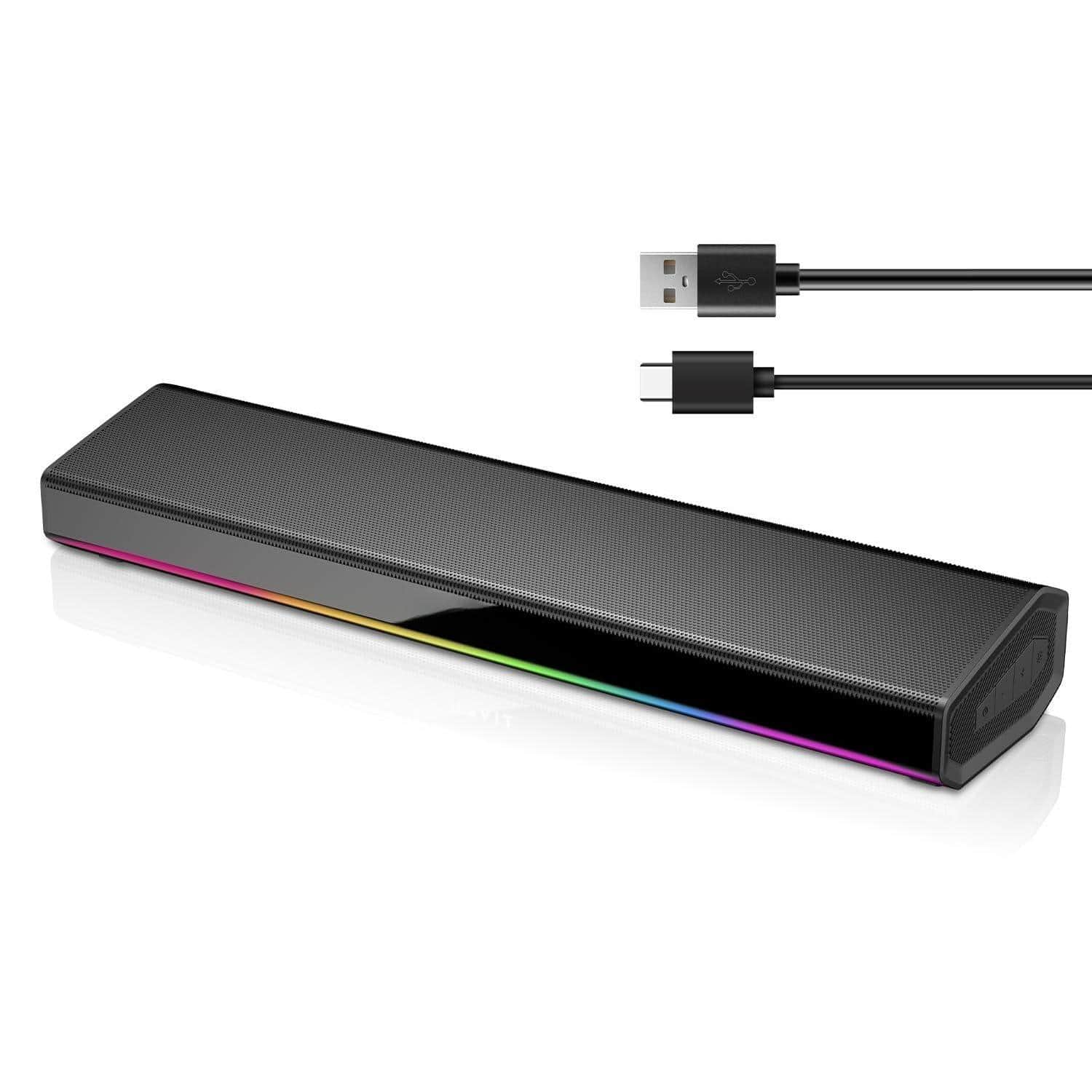 Pacoar Cade - Led Light Computer Speakers For Desktop Pc 5.3 Soundbar With Dynamic Led Light Hifi Stereo Poratble Gaming Laptop Tablet - Default