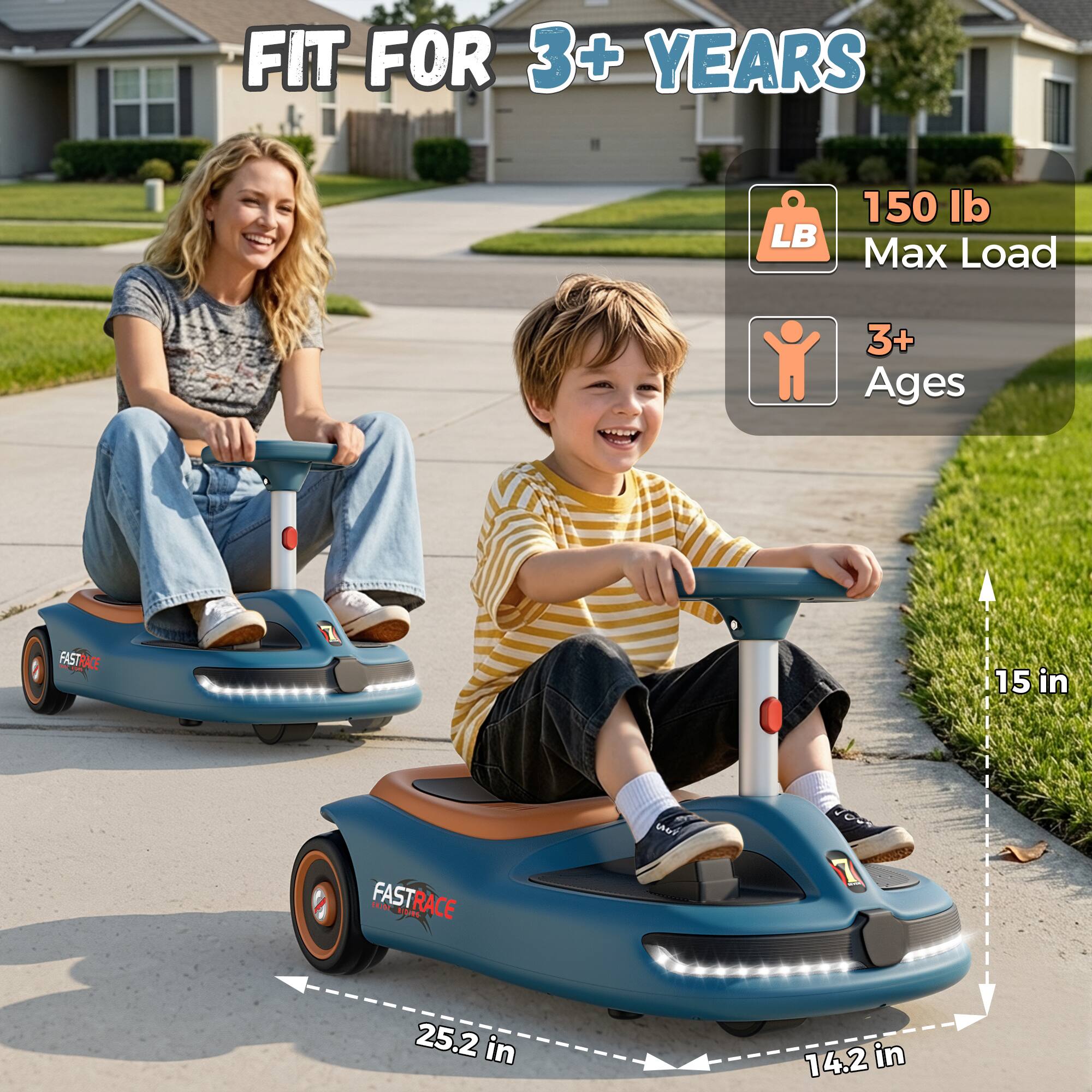 FIT FOR 3+ YEARS  
150 lb Max Load  
3+ Ages  
FASTRACE  
15 in  
FASTRACE 11.01/8/016  
25.2 in  
14.2 in
