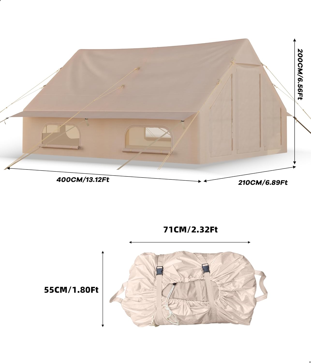 200CM/6.56Ft  
400CM/13.12Ft  
210CM/6.89Ft  
71CM/2.32Ft  
55CM/1.80Ft