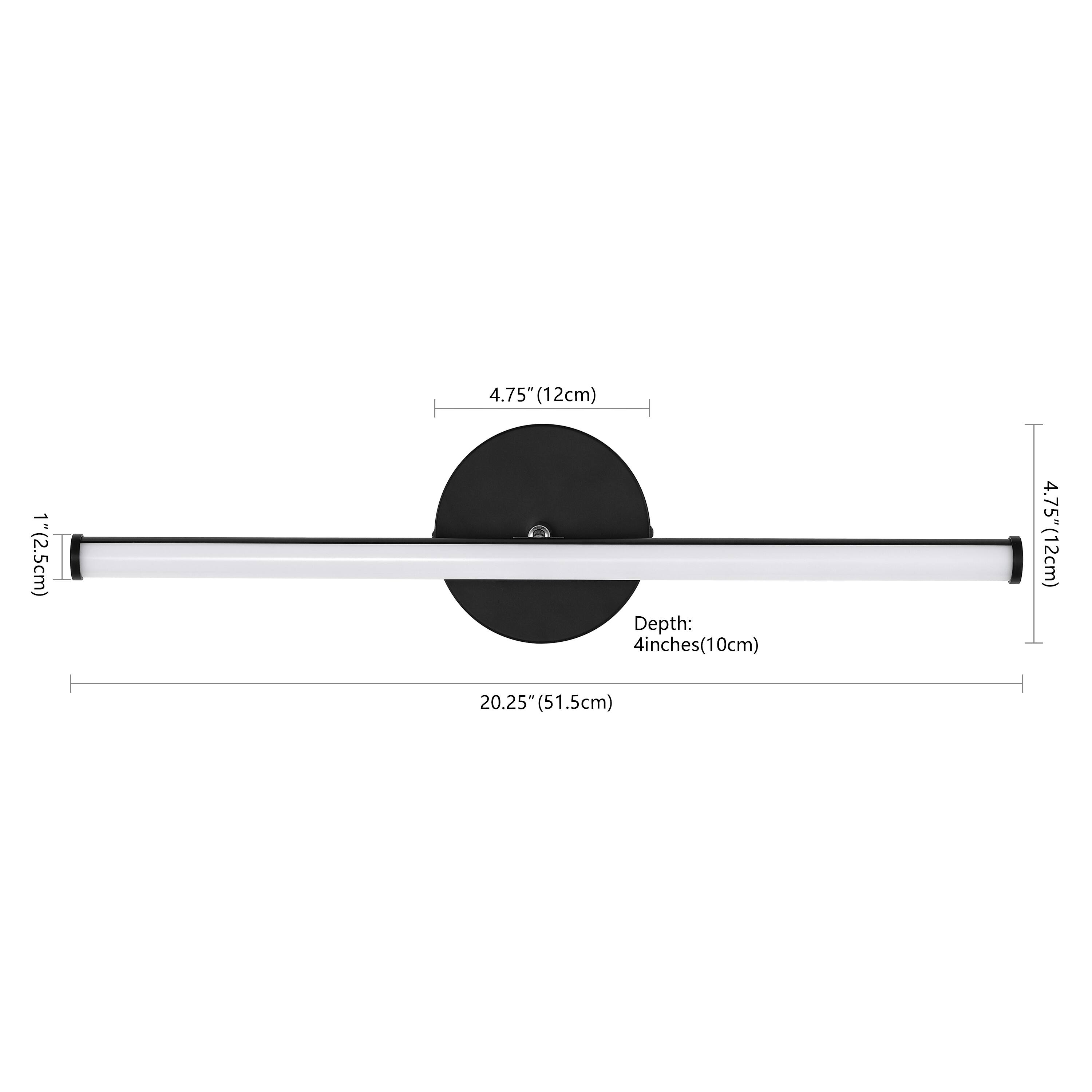 4.75" (12cm)  
1" (2.5cm)  
Depth: 4 inches (10cm)  
20.25" (51.5cm)