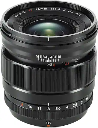 Front. Fujifilm - XF16mmF1.4 WR Ultrawide-Angle Lens - Black.