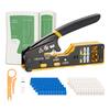 CABLE TESTER OFF ON S RJ11 . RJ45 I - 2 3 4 5 6 7 8 G RJ11 1 + RJ45 1 2 12345 5 3 4 MASTER NS-46 ! VEVOR CUT STRIP LOCK M.TU I 6P EPC SEC IT PERCTE 2 I Wring MLC 8P 75088 DoN N TS6RA LEL