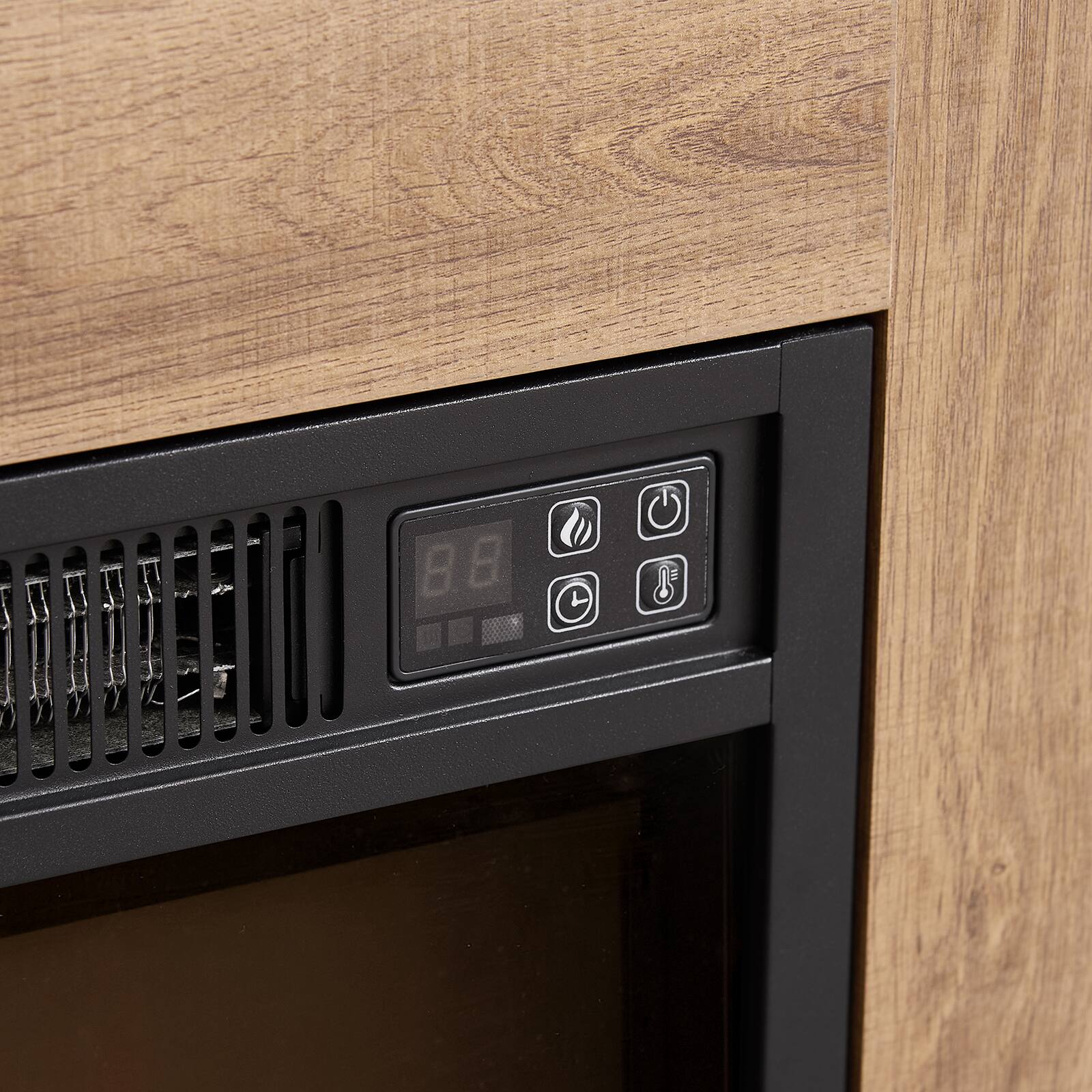 Alt View 8. Chateau Abodes - 58" Fireplace TV Stand with 18" Electric Fireplace, USB Port & Glass Console for TVs up to 65" - Oak.