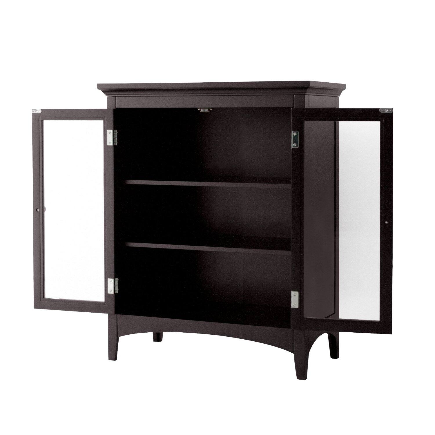 Angle. Hivvago - Dark Espresso Freestanding Bathroom Floor Cabinet with Storage Shelves - Dark Espresso.